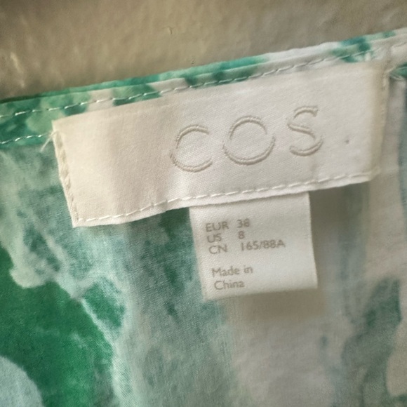 COS green tie dye short sleeve mini a-line dress womens 8 - Picture 6 of 6